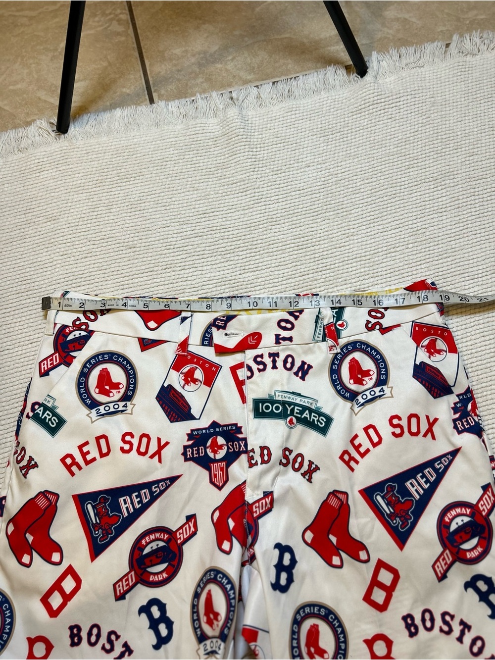 Loudmouth Men’s Boston Red Sox White Red Navy Patterned Athletic Shorts - Picture 6 of 8